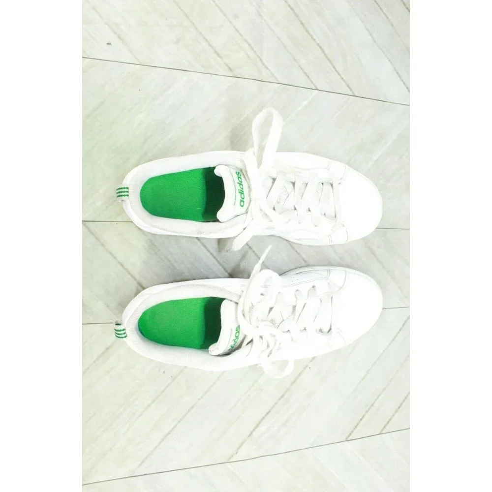 Adidas  White Leather Lace Up Low Top Athletic Sneaker Shoes Size 4.5 - Picture 7 of 9